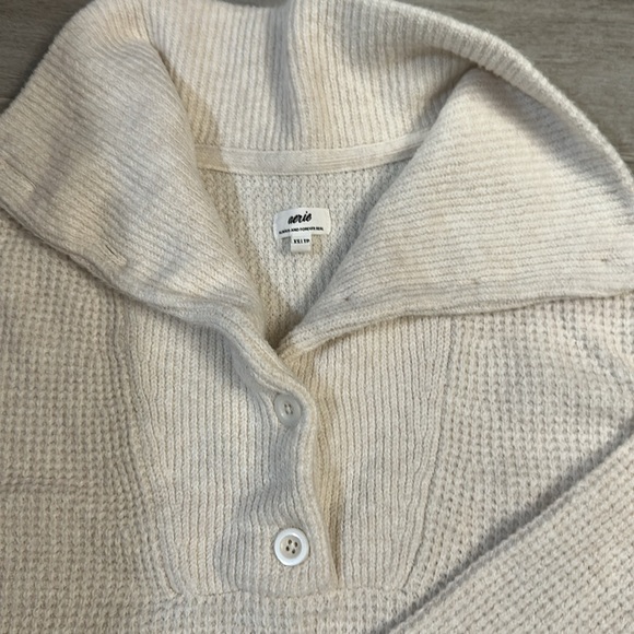 aerie Sweaters - NWOT Aerie XS Cream Knit Collared Waffle Sweater